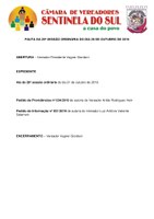 Pauta da 29º Sessão Ordinária do dia 29 de outubro de 2019