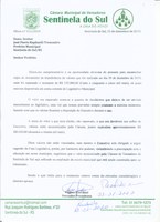 Câmara de Vereadores do Município de Sentinela do Sul repassou o valor de R$ 155.000,00 ao Executivo Municipal