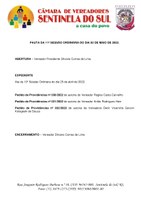 Pauta da 11º Sessão Ordinária do dia 02 de maio de 2022.