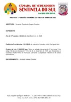 Pauta da 11º Sessão Ordinária do dia 01 de junho de 2020