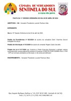 Pauta da 11º Sessão Ordinária do dia 29 de abril de 2024