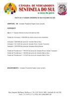 Pauta da 12º Sessão Ordinária do dia 05 de Maio de 2025.
