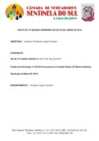 Pauta da 13º Sessão Ordinária do dia 03 de junho de 2019.