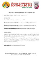 Pauta da 13º Sessão Ordinária do dia 16 de maio de 2022.