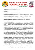 Pauta da 14º Sessão Ordinária do dia 10 de junho de 2019.