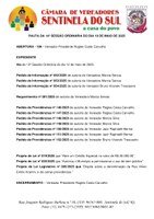 Pauta da 14º Sessão Ordinária do dia 19 de Maio de 2025.