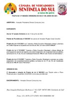 Pauta da 14º Sessão Ordinária do dia 21 de junho de 2021