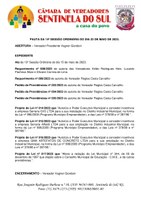 Pauta da 14º Sessão Ordinária do dia 22 de maio de 2023