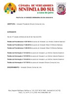 Pauta da 15° sessão ordinária do dia 28 de maio de 2018