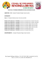 Pauta da 15º Sessão Ordinária do dia 26 de Maio de 2025.