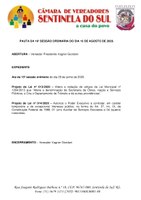 Pauta da 16º Sessão Ordinária do dia 10 de agosto de 2020.