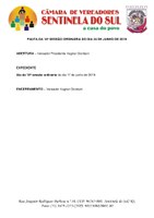 Pauta da 16º Sessão Ordinária do dia 24 de junho de 2019.