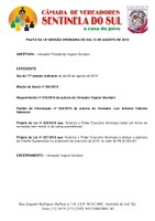 Pauta da 18º Sessão Ordinária do dia 12 de agosto de 2019