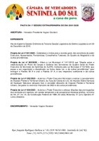Pauta da 1° Sessão Extraordinária do dia 30 de janeiro de 2020.