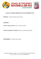 Pauta da 23º Sessão Ordinária do dia 28 de setembro de 2020