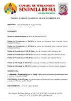 Pauta da 25º Sessão Ordinária do dia 30 de setembro de 2019