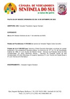 Pauta da 26º Sessão Ordinária do dia 18 de setembro de 2023