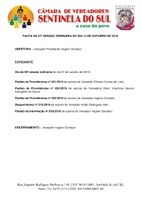 Pauta da 27º Sessão Ordinária do dia 14 de outubro de 2019