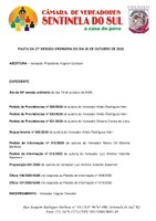 Pauta da 27º Sessão Ordinária do dia 26 de outubro de 2020.