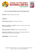 Pauta da 29º Sessão Ordinária do dia 09 de novembro de 2020.
