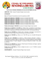 Pauta da 29º Sessão Ordinária do dia 29 de Setembro de 2025.