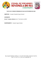 Pauta da 2ª Sessão Ordinária em 28 Fevereiro de 2020