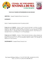 Pauta da 2º Sessão Extraordinária do dia 09 de fevereiro de 2021.