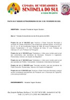 Pauta da 2º Sessão Extraordinária do dia 13 de fevereiro de 2023.