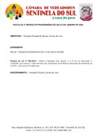 Pauta da 2º Sessão Extraordinária do dia 24 de janeiro de 2022.