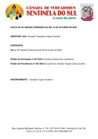 Pauta da 30º Sessão Ordinária do dia 16 de outubro de 2023