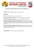 Pauta da 31º Sessão Ordinária do dia 21 de Outubro de 2024