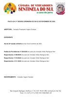 Pauta da 31º Sessão Ordinária do dia 23 de novembro de 2020.