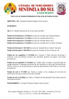 Pauta da 32º Sessão Ordinária do dia 20 de Outubro de 2025.