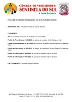 Pauta da 32º Sessão Ordinária do dia 30 de outubro de 2023