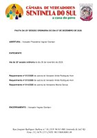 Pauta da 33º Sessão Ordinária do dia 07 de dezembro de 2020.