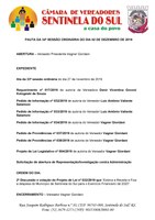 Pauta da 34º Sessão Ordinária do dia 02 de dezembro de 2019.