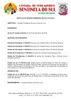 Pauta da 38º Sessão Ordinária do dia 10 de dezembro de 2018