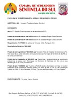 Pauta da 38º Sessão Ordinária do dia 11 de dezembro de 2023