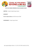 Pauta da 3º Sessão Ordinária do dia 02 de março de 2020.