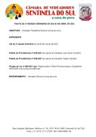 Pauta da 3º Sessão Ordinária do dia 05 de abril de 2021