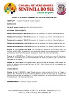 Pauta da 3º Sessão Ordinária do dia 25 de março de 2019.