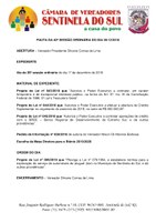 Pauta da 40º Sessão Ordinária do dia 26 de dezembro de 2018