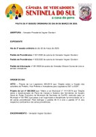 Pauta da 4º Sessão Ordinária do dia 09 de março de 2020.
