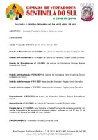 Pauta da 5º Sessão Ordinária do dia 19 de abril de 2021