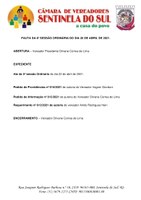 Pauta da 6º Sessão Ordinária do dia 26 de abril de 2021