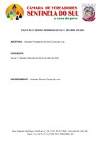 Pauta da 8º Sessão Legislativa do dia 11 de abril de 2022.