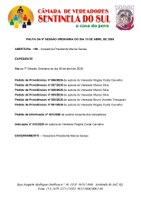 Pauta da 8º Sessão Ordinária do dia 13 de Abril de 2026