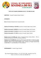 Pauta da 9º Sessão Ordinária do dia 17 de abril de 2023